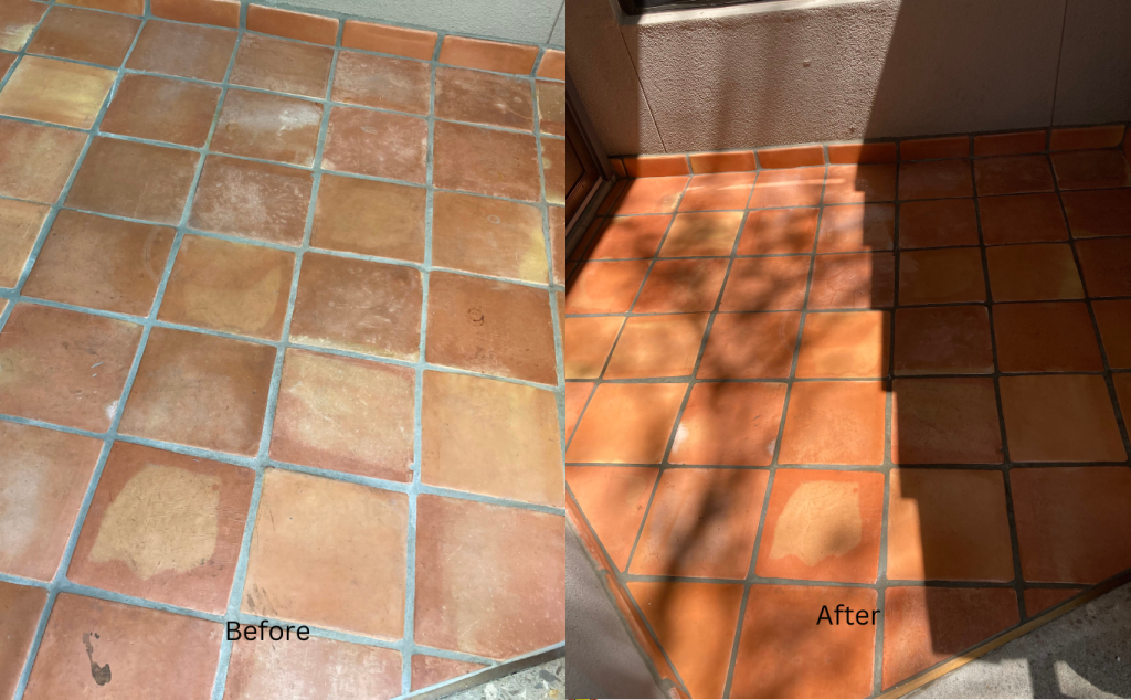Clean Saltillo Tile Floor Before and After